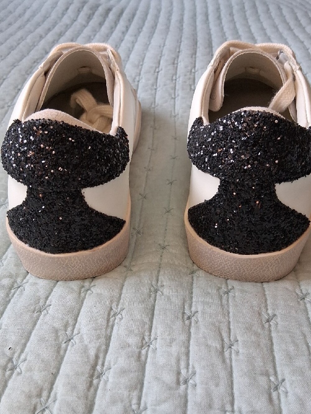 White Golden Goose Women's Sneaker with Silver Glitter Star - Picture 9 of 11